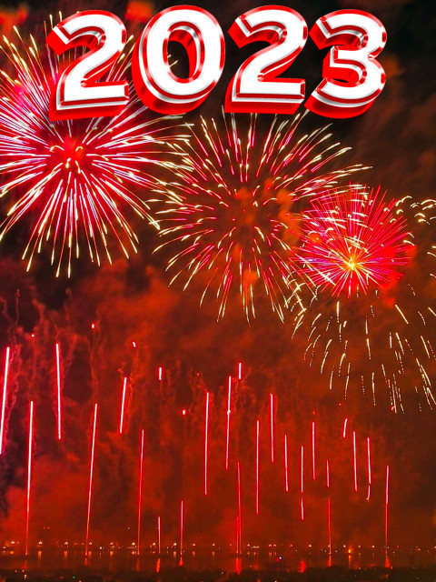 2023 Happy New Year Red Fireworks CB Editing Background