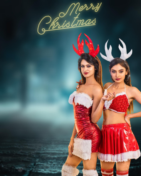 CB Christmas Backgrounds With Girls For Photo Editing