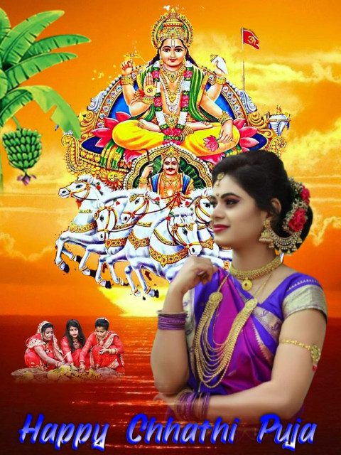 Chhathi Maiya Special Photo PicsArt Full HD Background With Girls