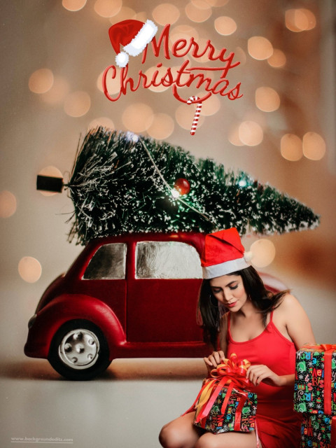 Christmas HD Editing Background With Girl