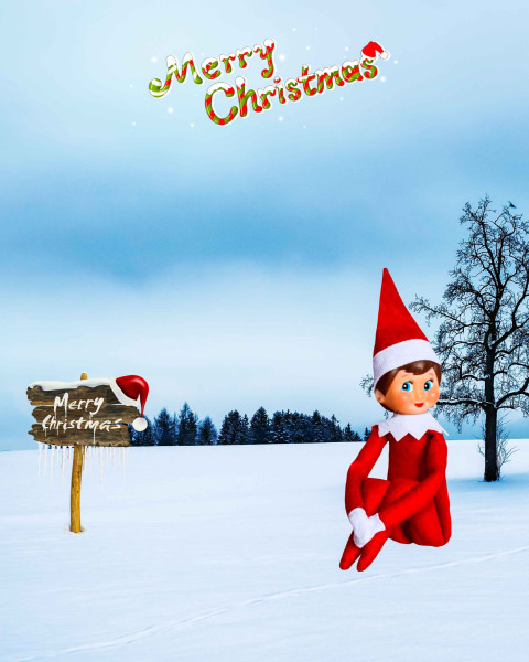 Christmas Tree With Cartoon Santa Background For CB Editing