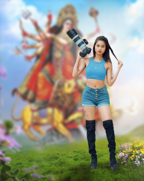 Durga Pooja Background Girl For Navratri PicsArt Editing New