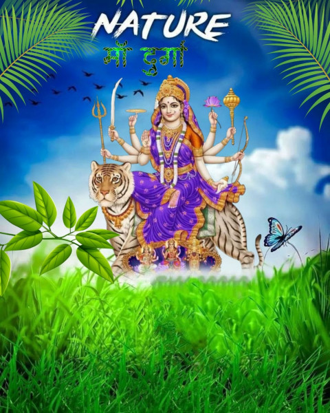 Dussehra with Girl Navratri Durga Ji Background for PicsArt