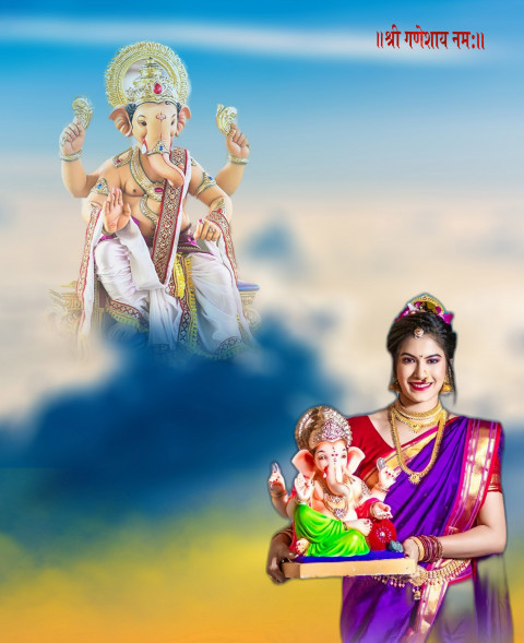 Ganpati Bappa Morya Girl CB Picsart Editing Background HD Download New