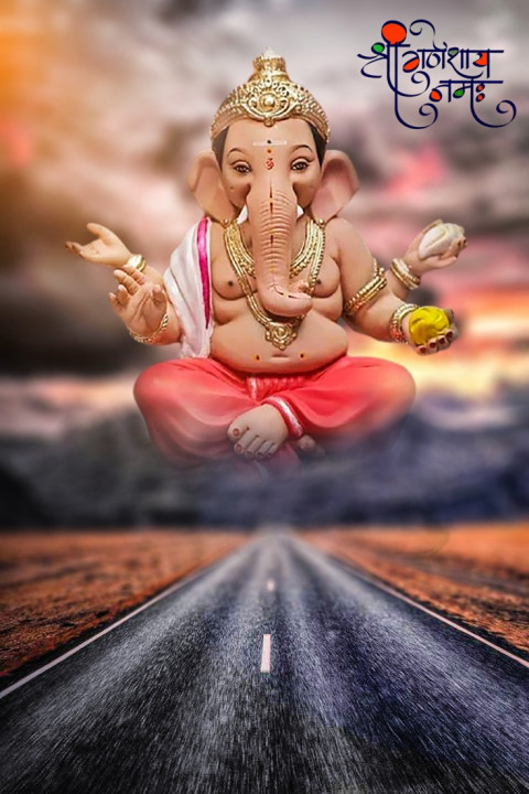 Ganpati Bappa Morya Marathi Banner Editing HD Background Download New