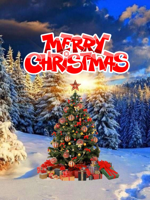 Happy Christmas Tree CB Background HD For New Photo Editing