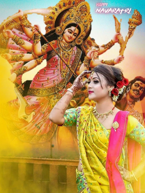 Happy Durga Maa Hd Backgrounds With Girl