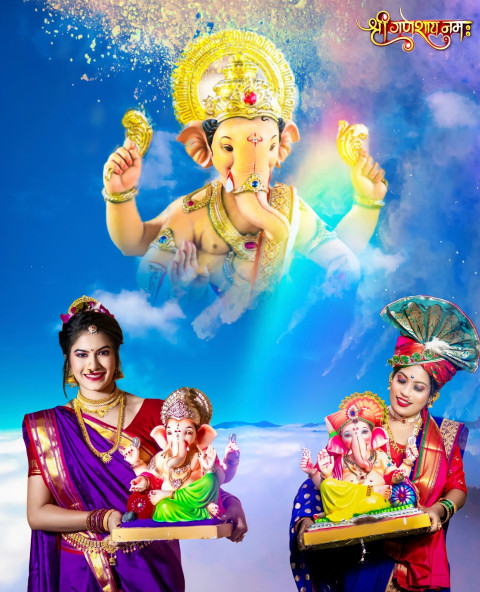 Happy Ganpati Bappa Morya Editing CB PicsArt Background With Girl