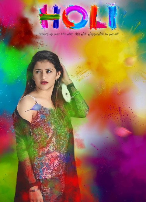 Happy Holi Background For Editing With Girl Photoshop & Picsart