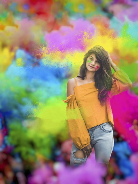 Happy Holi CB Picsart Background With Girl Editing Pic
