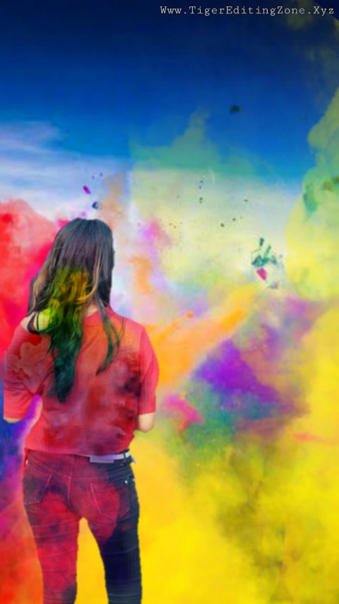 Happy Holi Editing Background With Girl For Picsart & Photoshop