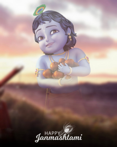 Happy Krishna Janmashtami Photoshop Editing Background