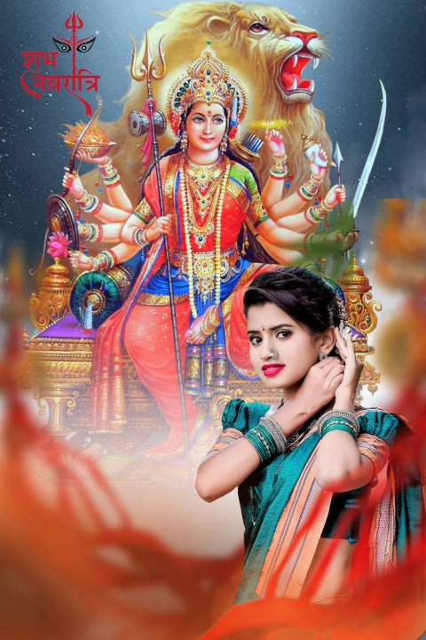 Happy Navratri Background With Girl For PicsArt Photo Editing Full HD