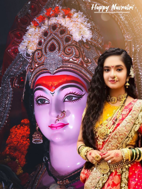 Happy Navratri Photo Editing Background Girl For Photoshop