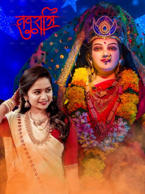 Happy Navratri Photo Editing Background Girl For Photoshop Image