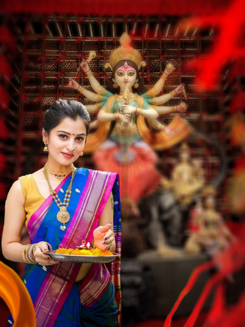 Happy Navratri Photo Editing Background Girl For Photoshop Images