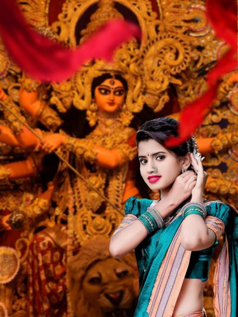 Happy Navratri Photo Editing Background Girl For Photoshop Pic