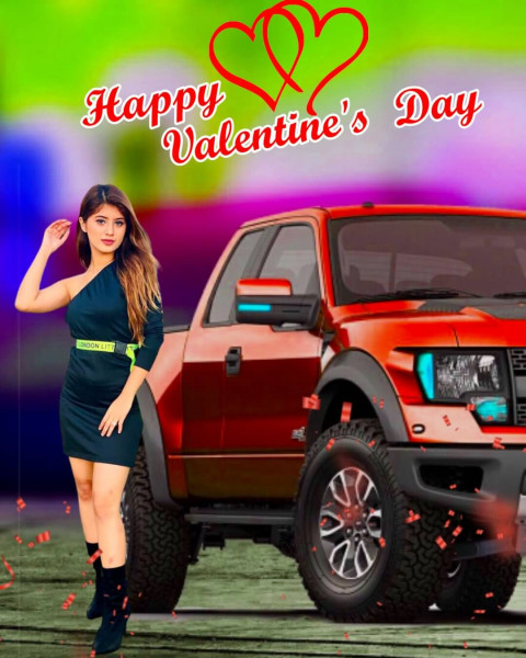 Happy Valentine Day Editing Background For Picsart With Girl
