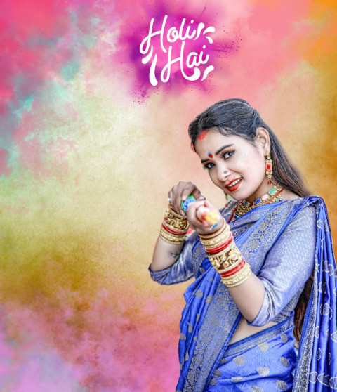 Holi Color  Photo Editing Background With Girls Full HD
