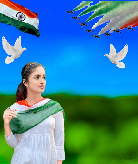 Independence Day Background For CB Picsart Photo Editing Girl
