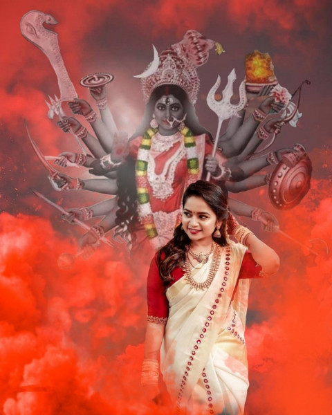 Maa Durga Puja Smoke Background For Cb Snapseed Editing With Girl