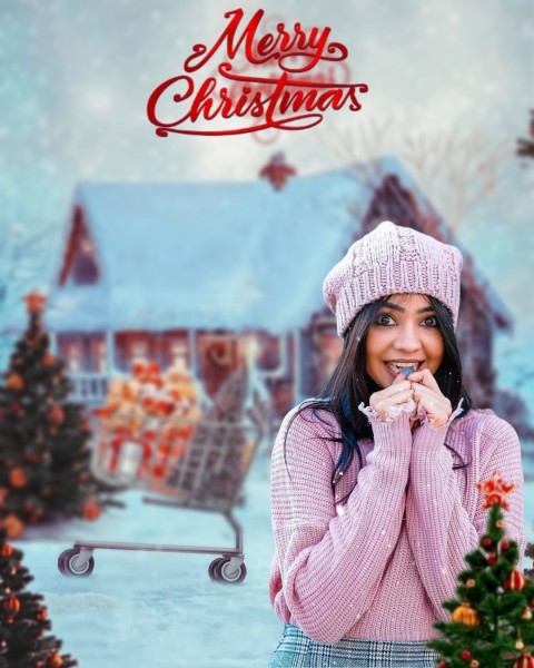 Merry Christmas CB Photo Editing Girl Backgrounds HD