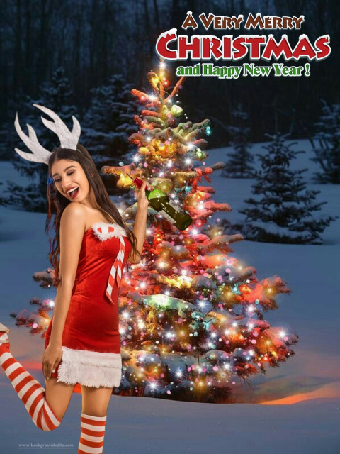 Merry Christmas Girl HD Editing Background