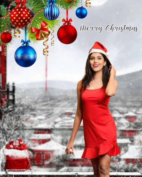 Merry Christmas HD Editing Background Girl