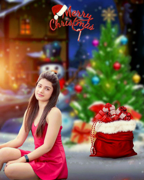 Merry Christmas Photo Editing CB Girl Background Full HD