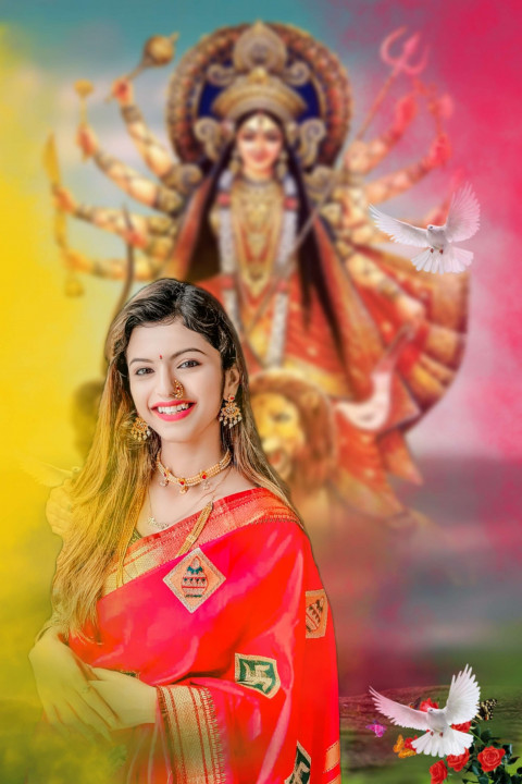 Photoshop Navratri Durga Pooja Editing Background Girl HD