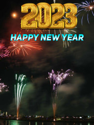 2023 Happy New Year Fireworks Dark Background For Snapseed