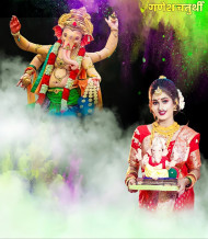 Cute Girl With Ganpati Ganesh CB Photo Editing Background Full HD