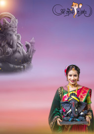Ganesh Chaturthi With Girl Ganpati Bappa Morya HD Background For PicsArt DP