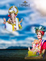 Ganesh Chaturthi With Girl Ganpati Bappa Morya HD Background For PicsArt New