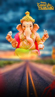 Ganpati Bappa Morya Marathi Banner Editing HD Background Download