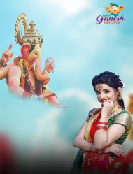 Girl Happy Ganesh Chaturthi CB Picsart Editing Background Full HD Img