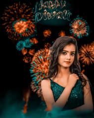 Happy Diwali Background Full HD With Girl For Photo Editing