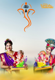 Happy Ganesh Chaturthi With Marathi Girl CB Picsart Editing Background Img