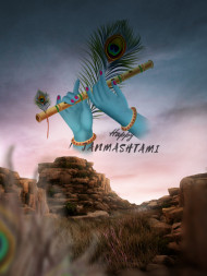 Happy Krishna Janmashtami Background Hd For Photoshop Editing