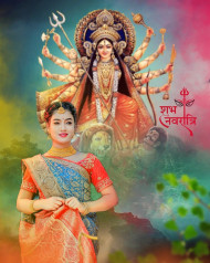 Happy Navratri Background With Girl For PicsArt Photo Editing