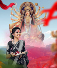 Happy Navratri Background With Girl For PicsArt Photo Editing Free