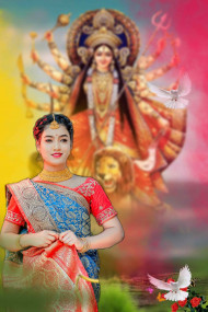 Happy Navratri Background With Girl For PicsArt Photo Editing Img